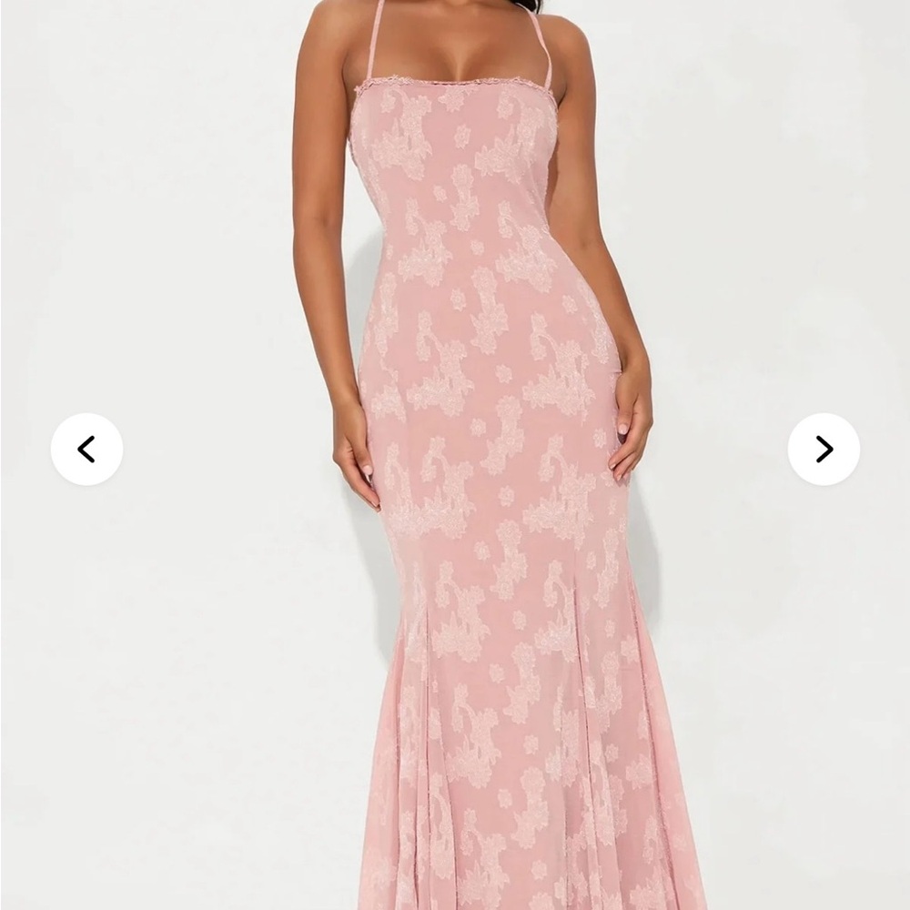 Pink lace up back floral dress